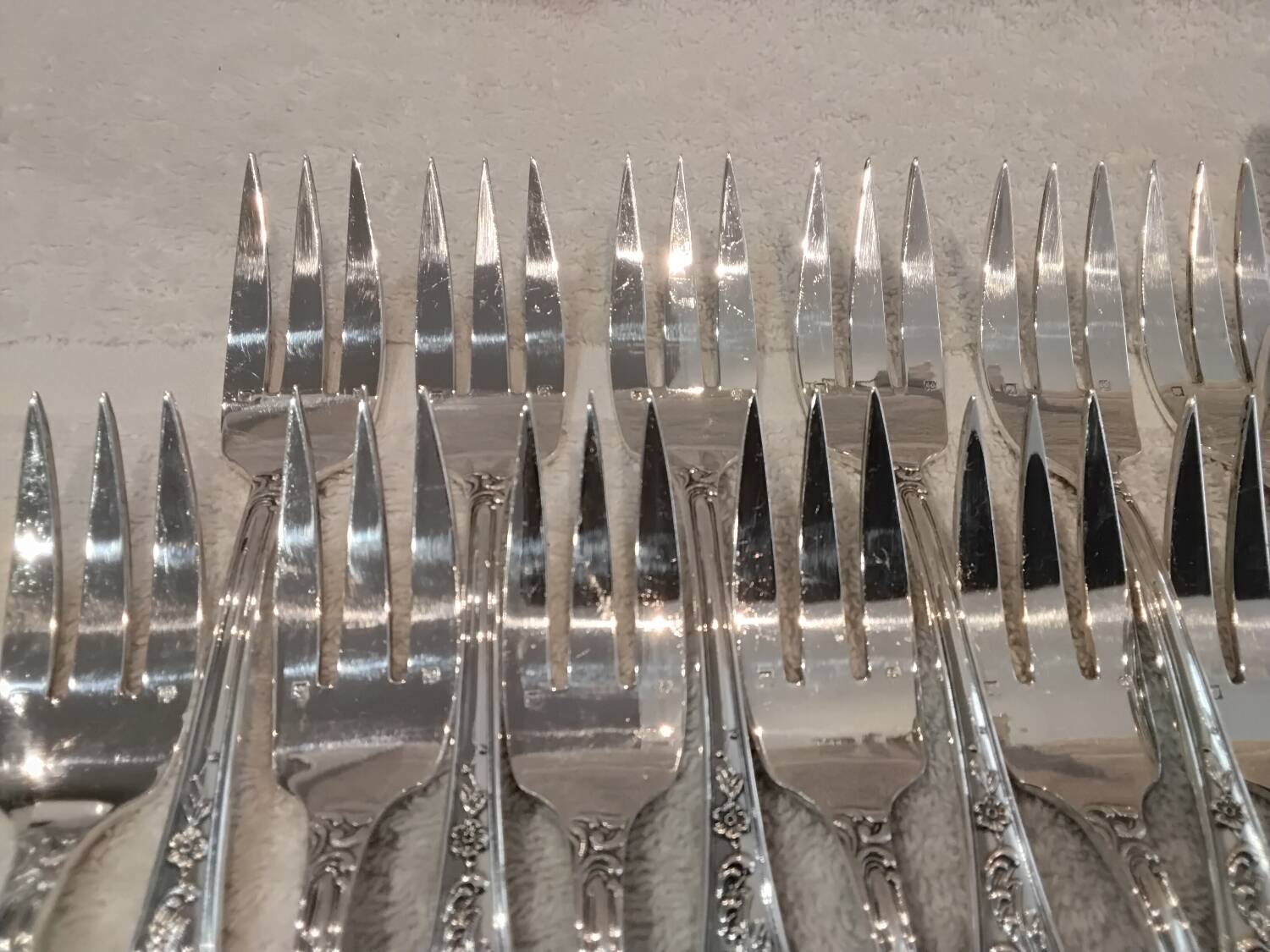 12 fish cutlery sets 24p silver-plated metal rocaille style Marly