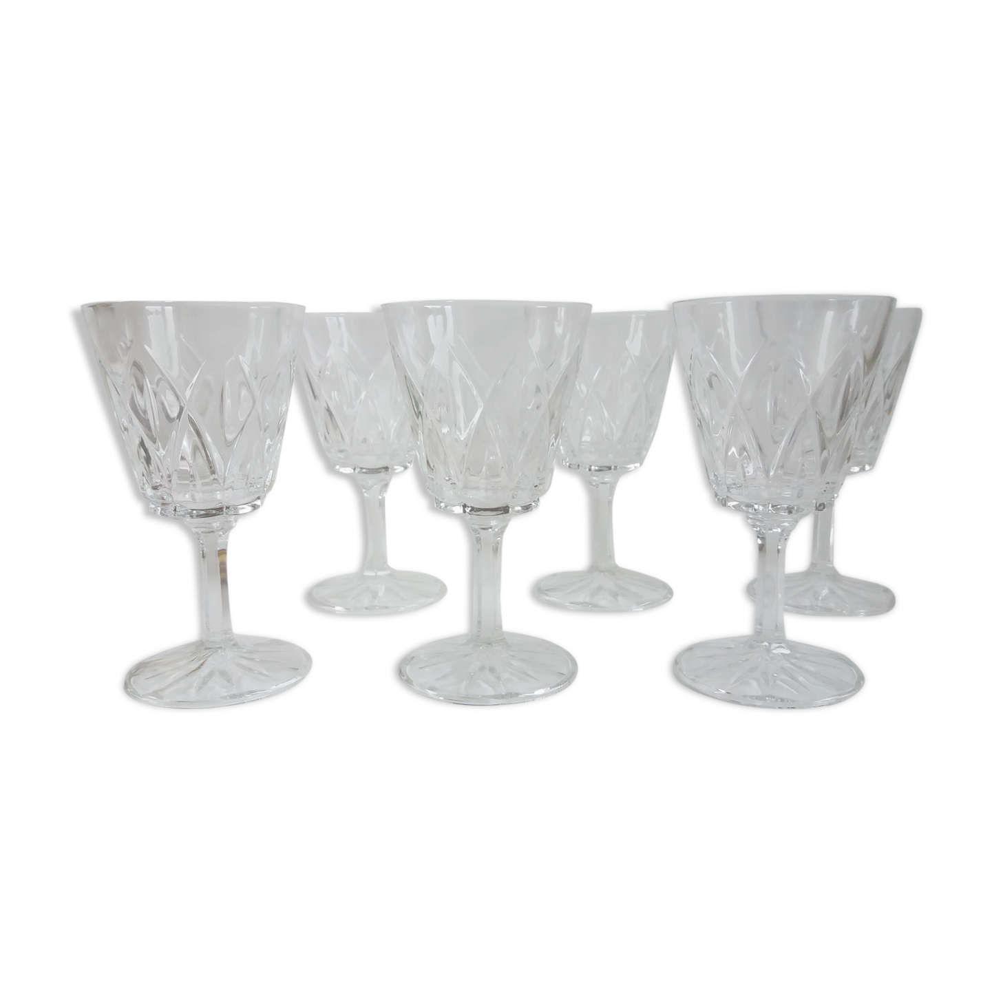 6 chiseled water glasses