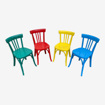 Set of 4 multicolored bistro chairs