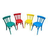 Set of 4 multicolored bistro chairs
