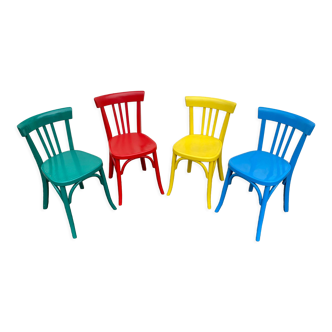 Set of 4 multicolored bistro chairs