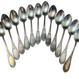 Set of twelve silver plated soup spoons