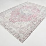 7x10 Faded Grey Beige Turkish Vintage Rug, 216x304Cm