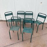 Set of 6 Tolix T1 metal chairs