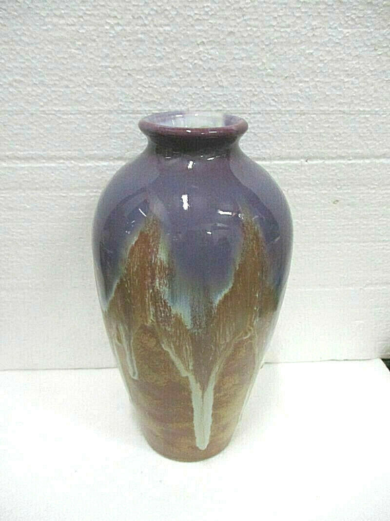 Enamelled sandstone ovoid vase