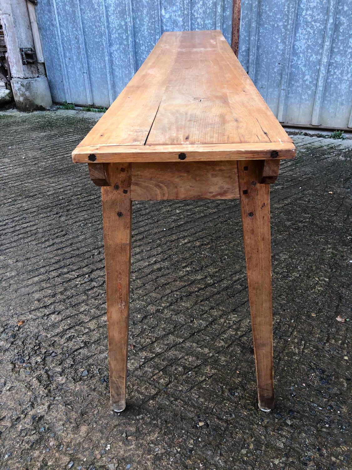 Table console vintage en hêtre massif