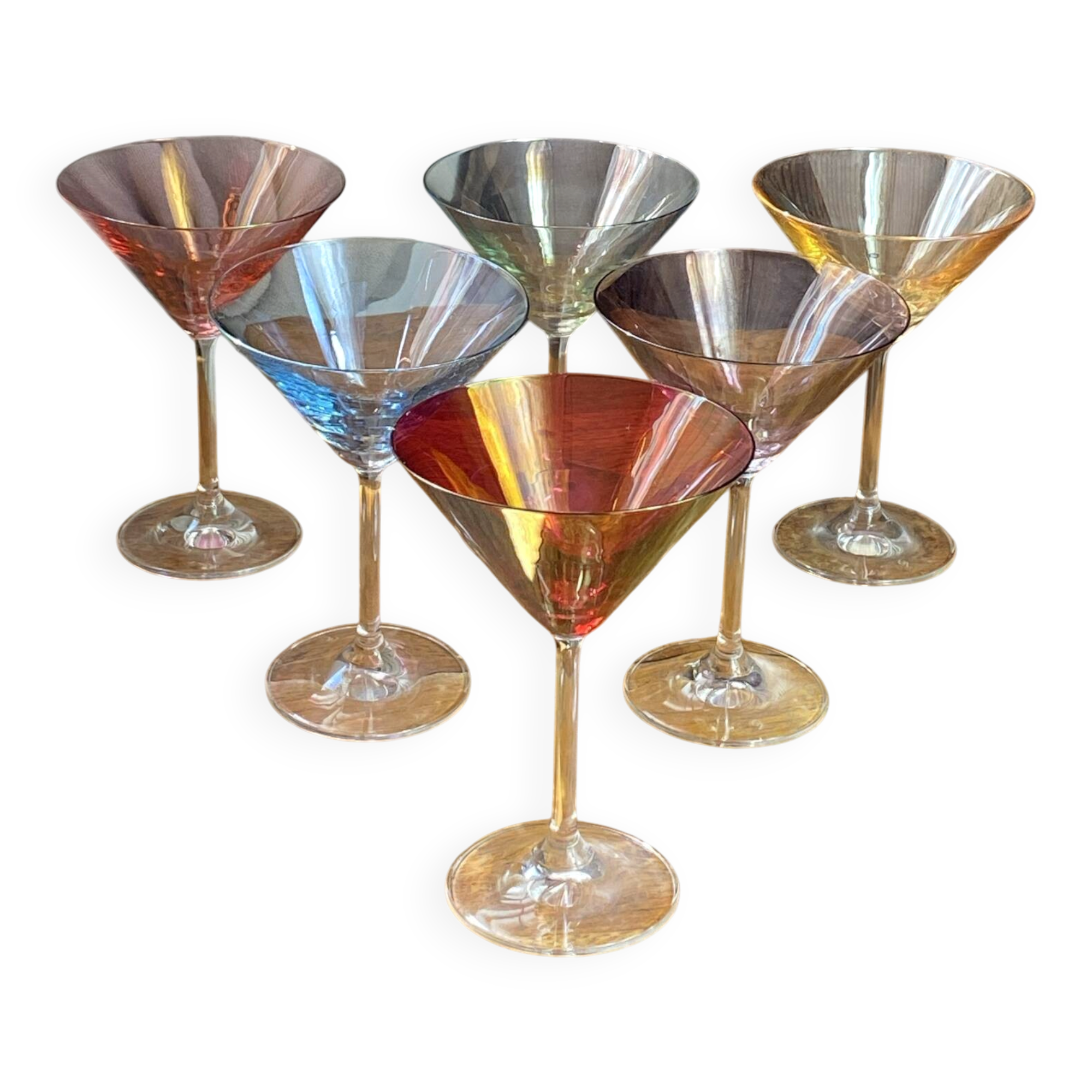 Cocktail glasses in glass
