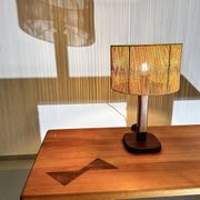 Lampe de table vintage en pin et teck avec nouvel abat-jour, années 70.