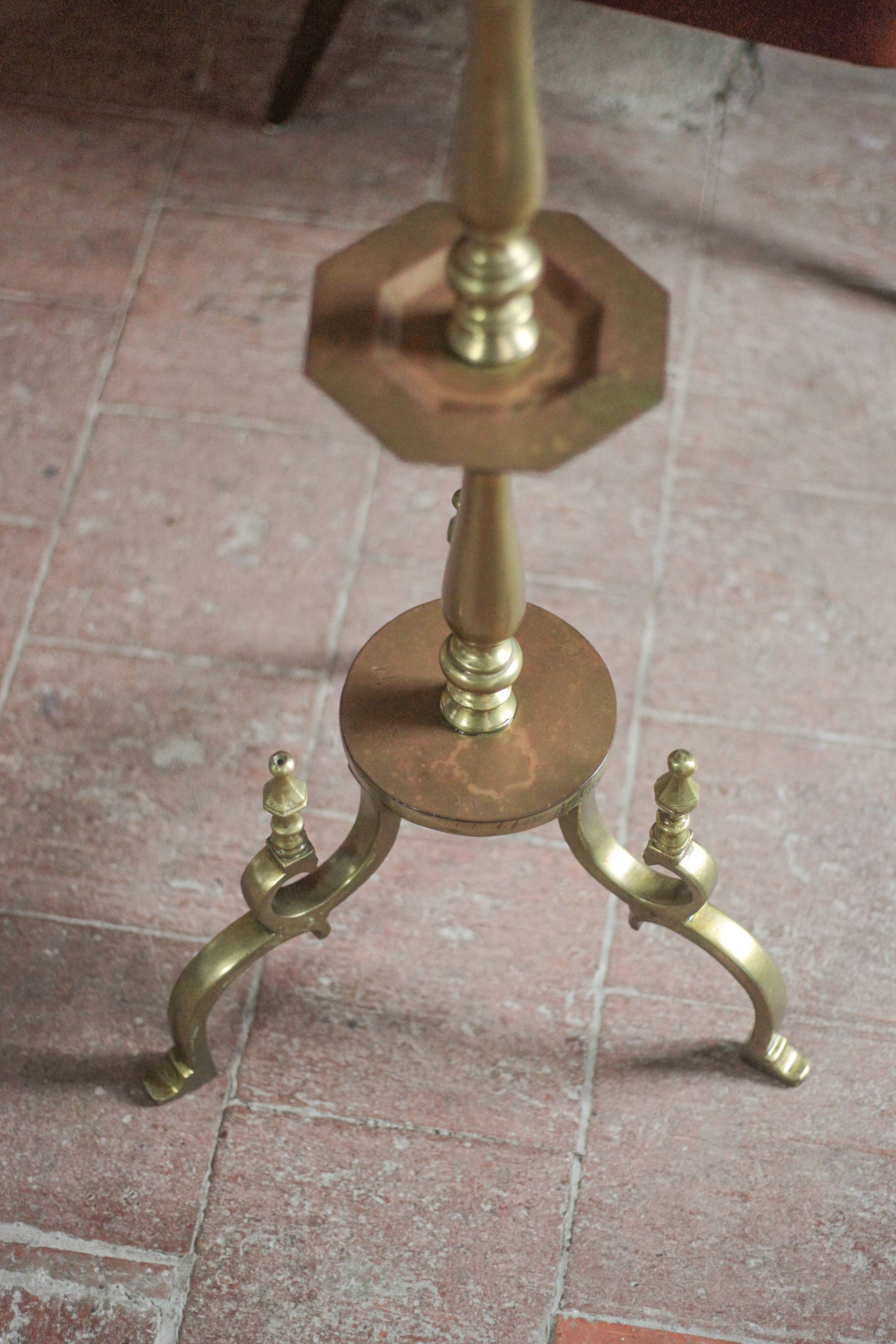 Golden bronze chandelier with seven arms, Menorah, candlestick on a stand, candelabrum.
