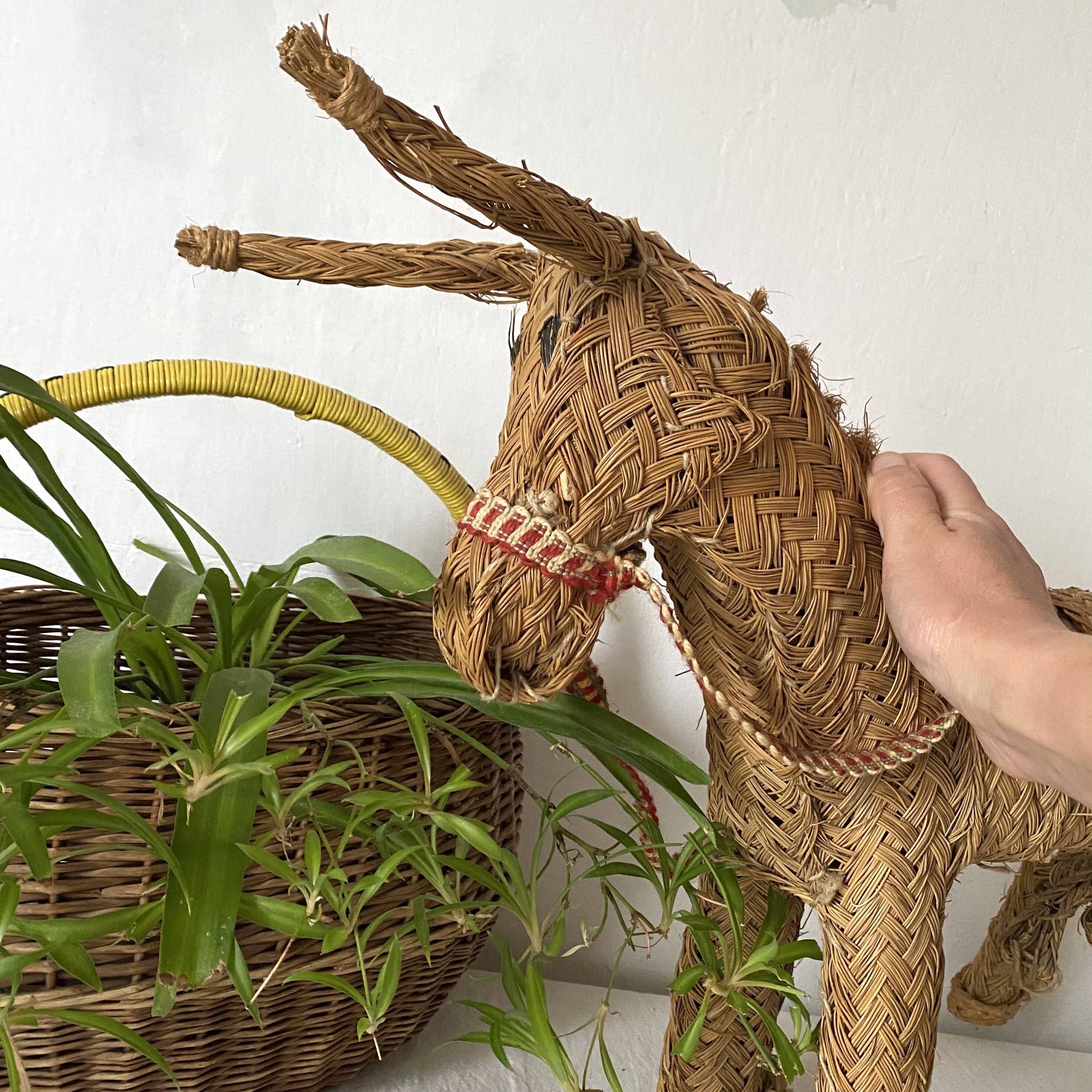 Braided straw donkey, popular art Spain, 1970s