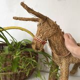 Braided straw donkey, popular art Spain, 1970s