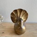 Peacock statuette in vintage brass