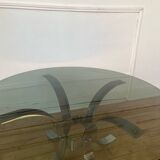 Round smoked glass coffee table from the 70s