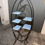 Modernist display shelf, Cocteau style in wrought iron