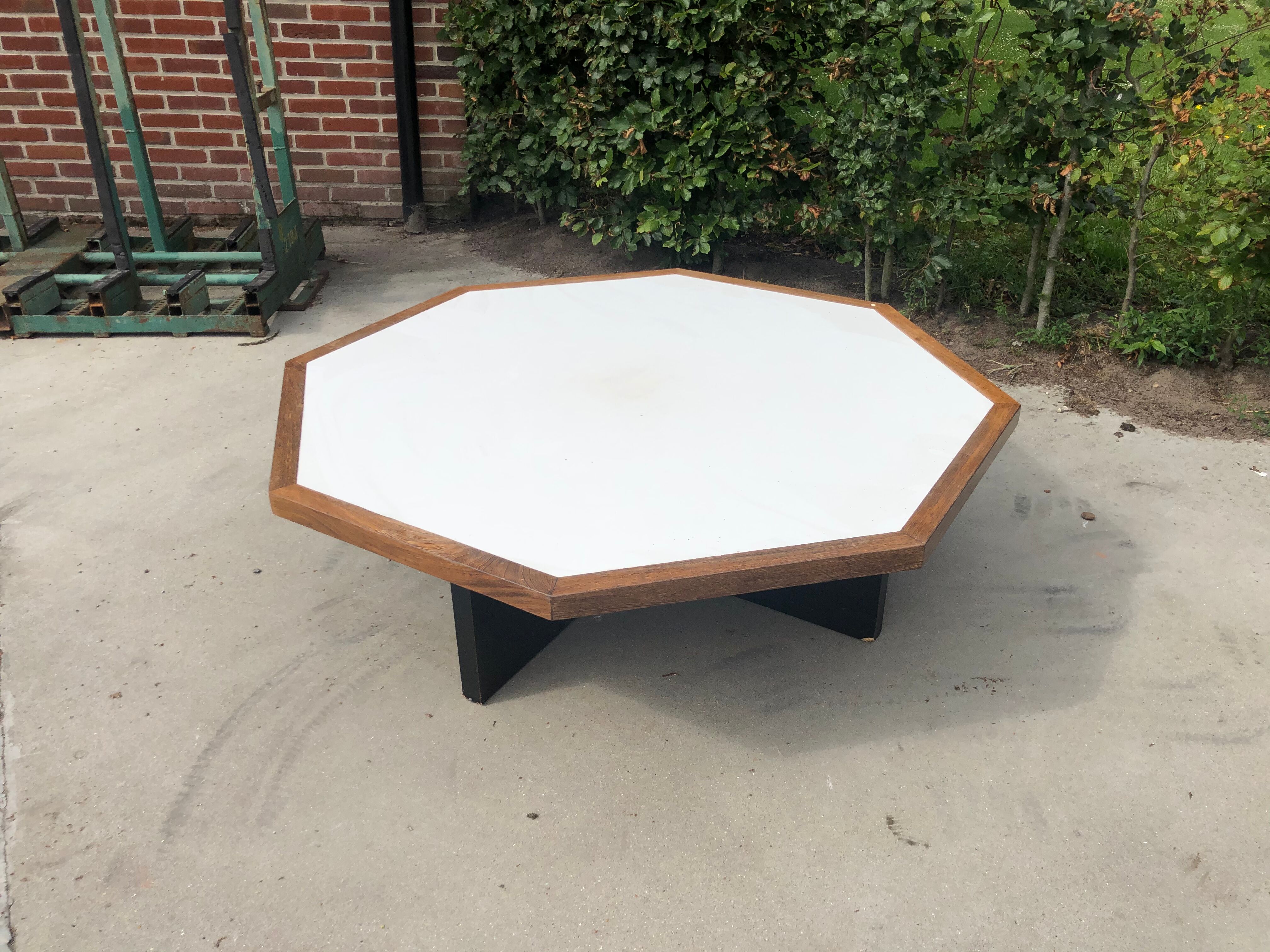 Vintage coffee table wenge hexagon 1960