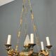 Lustre de style Empire en bronze, tôle verte et flamme en verre moulé