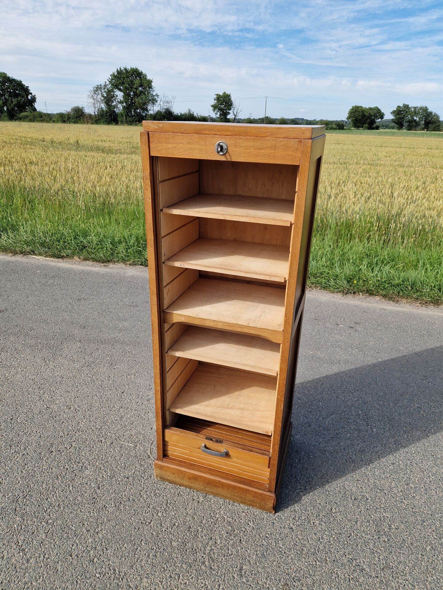 Art Deco filing cabinet with curtain 120 cm