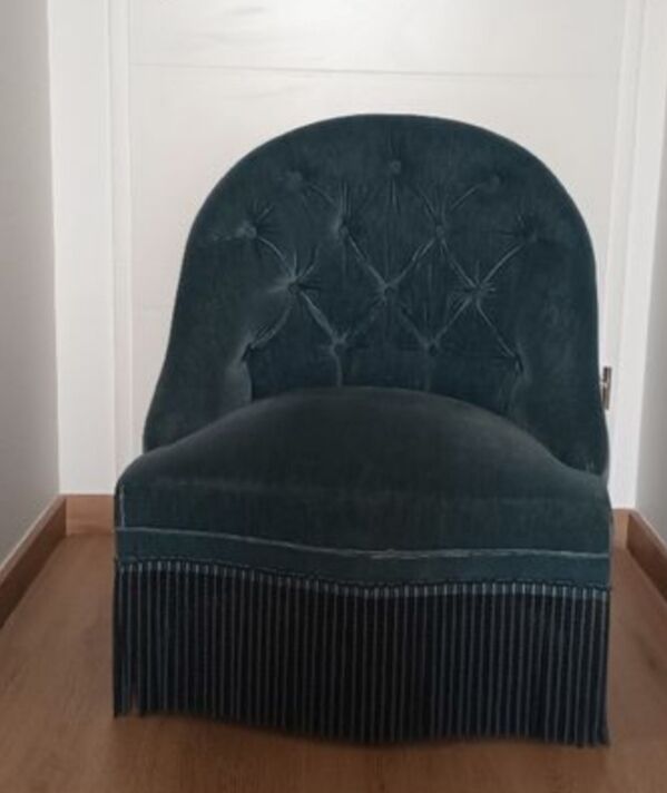 Fauteuil crapaud velours vintage