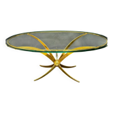Brass and crystal coffee table, French work, 60s.