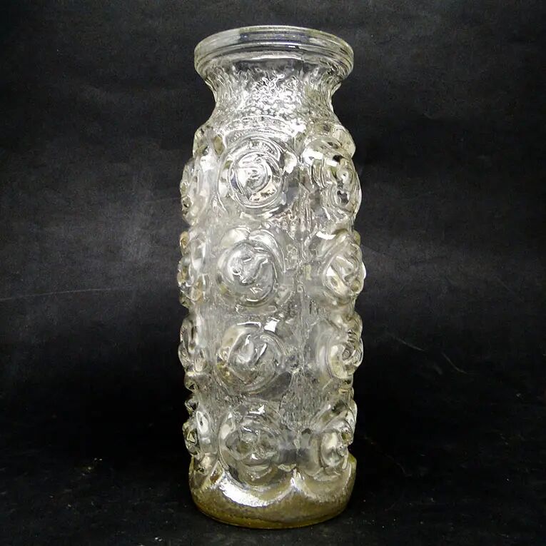 Vase Roses, verre de miel pressé, Huta Laura, Pologne, années 1970