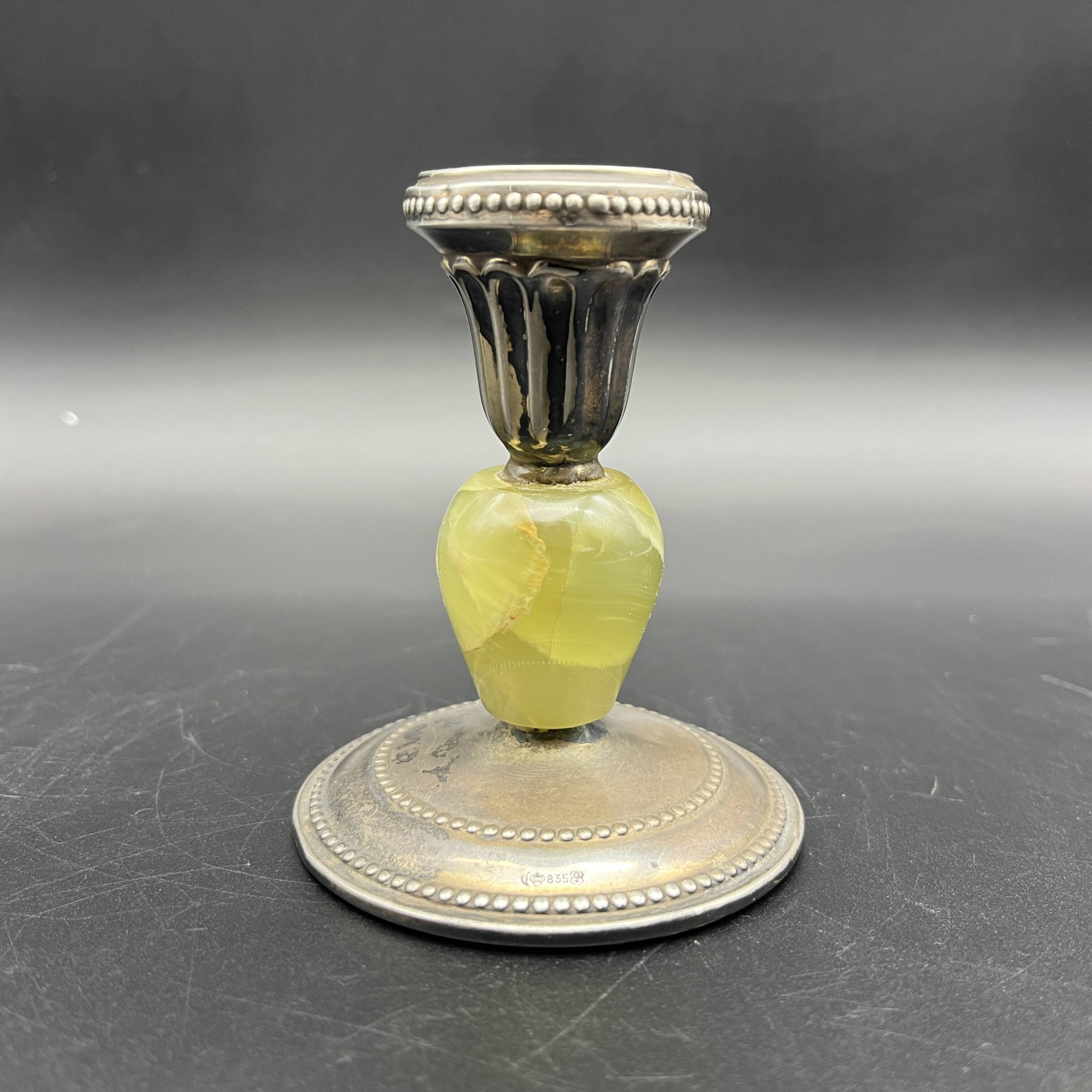 Candlestick in Sterling Silver 835 and onyx Kurz Gottlieb Germany 1920 1930