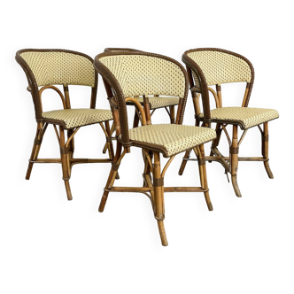 Lot de 4 fauteuils bistrot beige Gatti années 80 France
