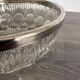 Vintage salad bowl in moulded glass and silver-plated metal.