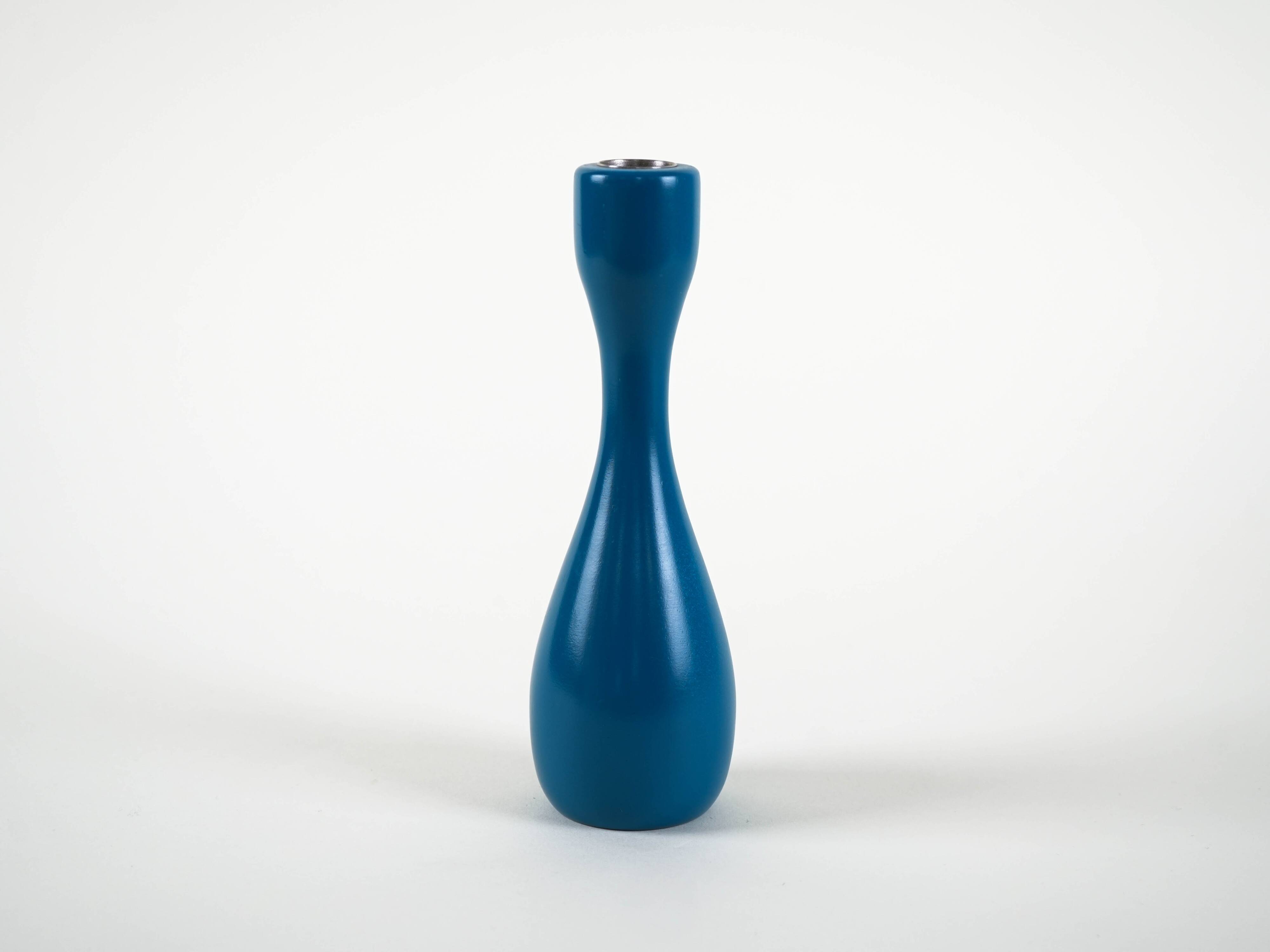 Blue candlestick, Danish design, 1970s, made in Denmark