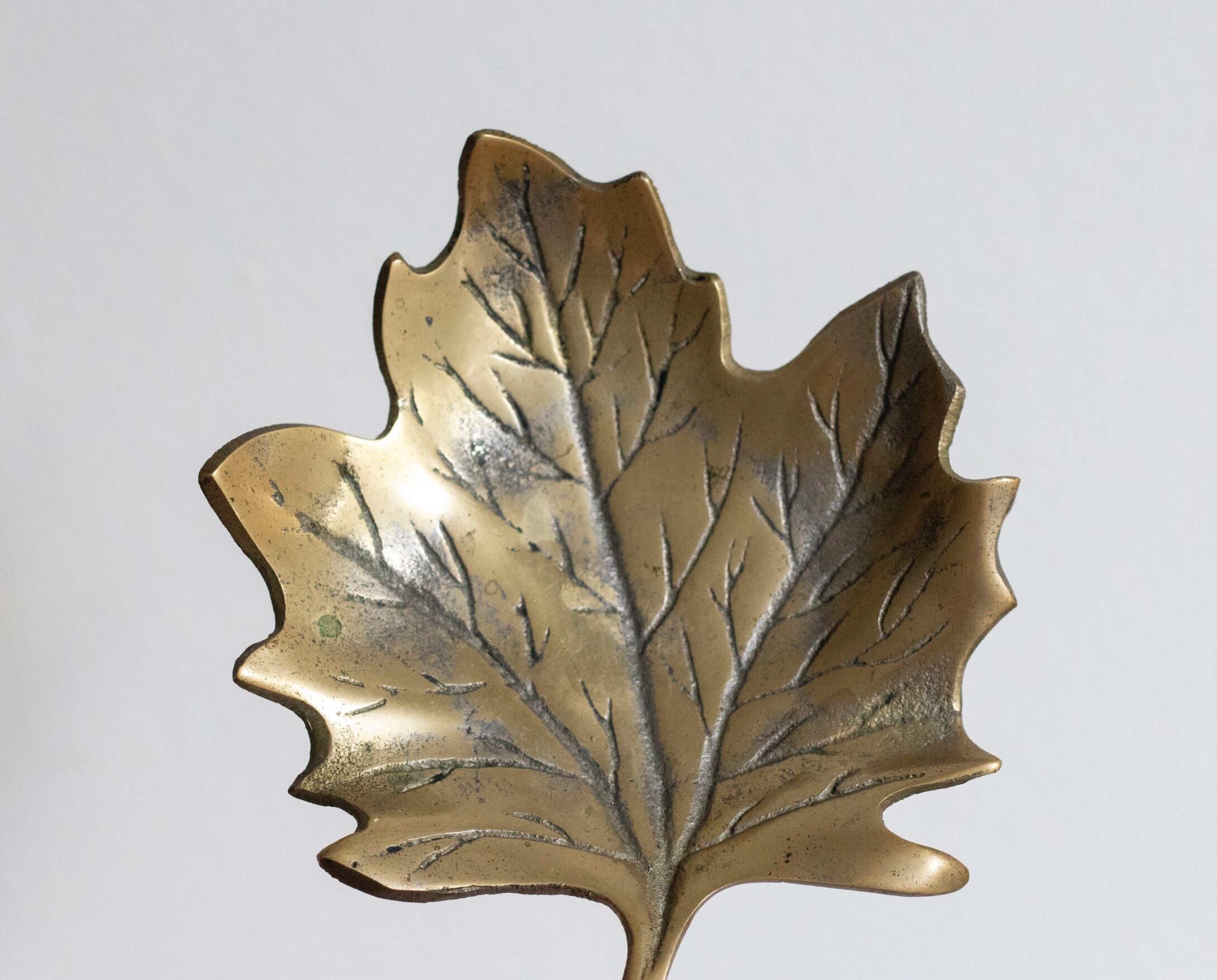 Trinket bowl vintage brass leaf