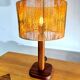 Lampe de table vintage en pin et teck avec nouvel abat-jour, années 70.