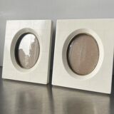 Pair vintage bakelite frames 14.5 cm x 12.5 cm glass 8.5 cm x  6 cm