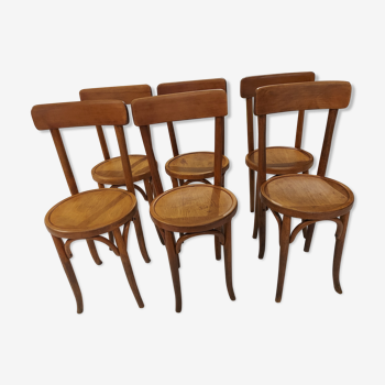 Suite of 6 Chairs by Bistrot Baumann vibtage 1920s