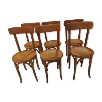 Suite de 6 chaises de bistrot Baumann vibtage années  1920