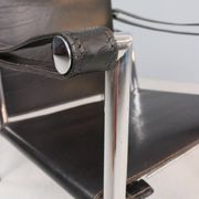 Le Corbusier Vintage Black Leather Armchair Model- LC1 for Cassina, 1970s