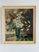 Vintage original floral oil painting with wildflowers in blue vase