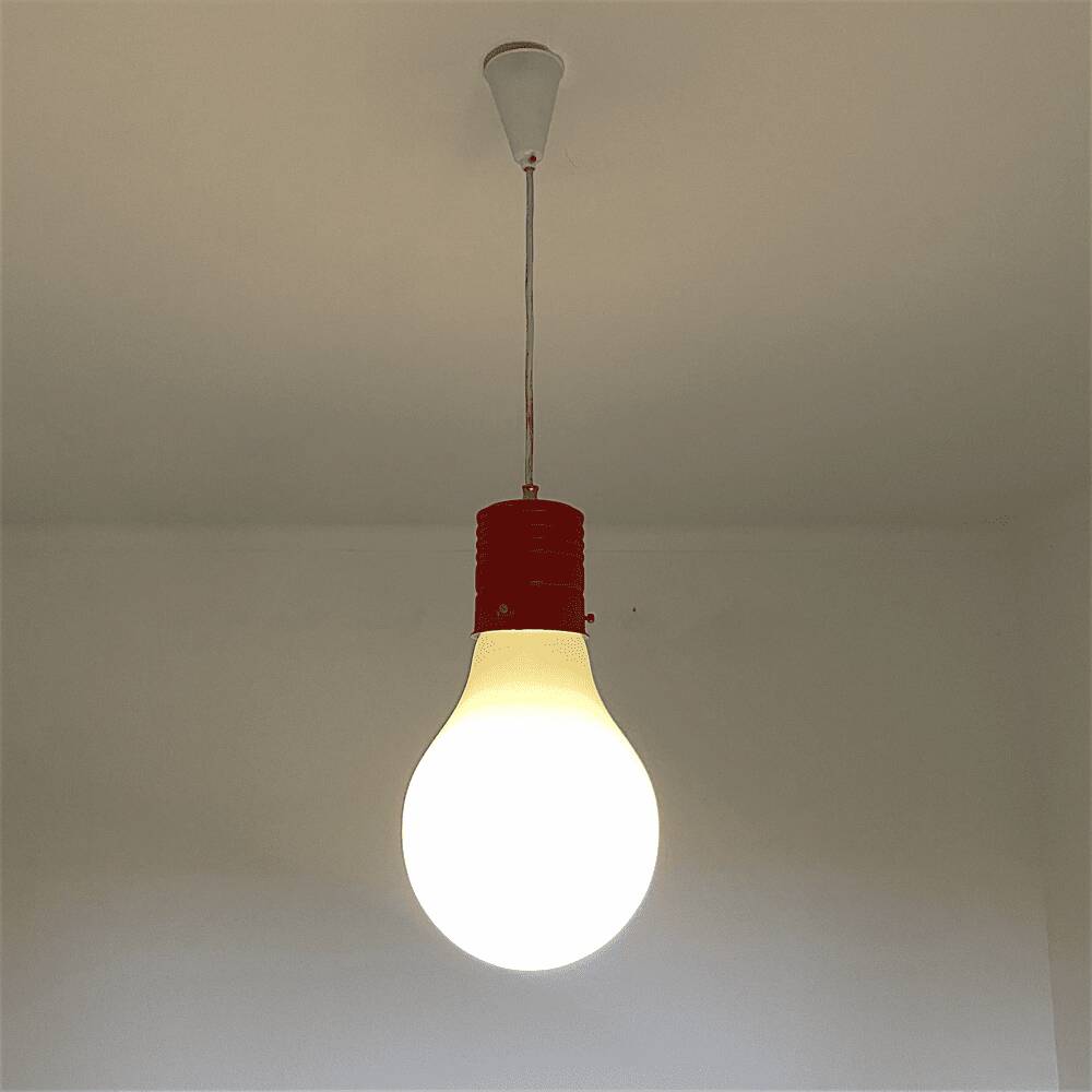 Giant 1970s Edison bulb glass hanging lamp