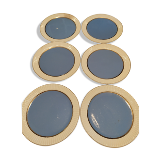 6 Blue and gold plates 60s LIDO Paris