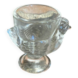 Vintage egg cup, hen shape, clear molded glass