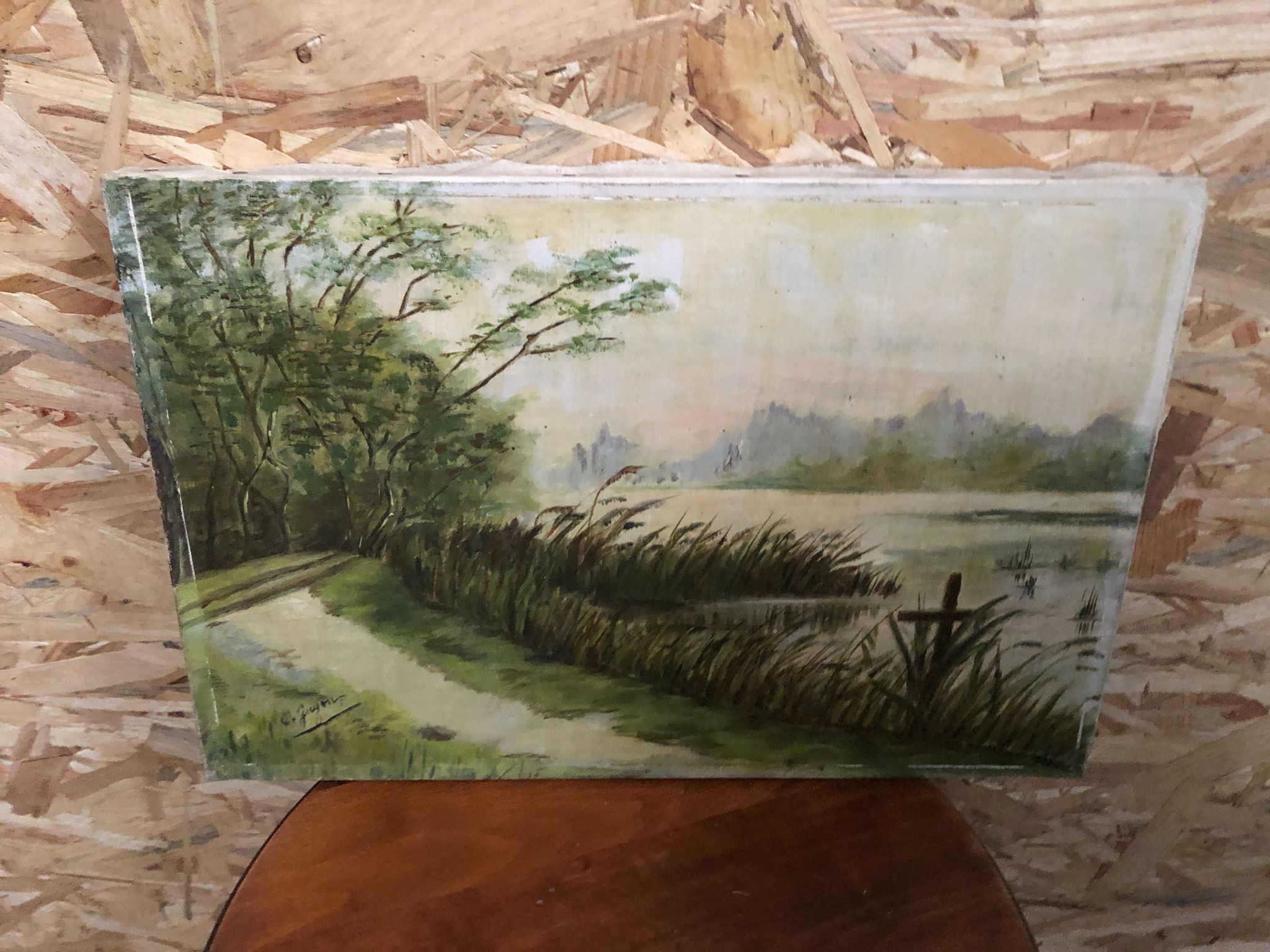 Old painting oil on canvas C. Guyon campaign in winter XIXth