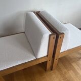 Pair of Baumann white bouclette armchairs