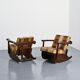 Paire de rocking-chairs en bois sculpté, vers 1970