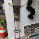 Coat rack/vintage iron mirror on foot 1970