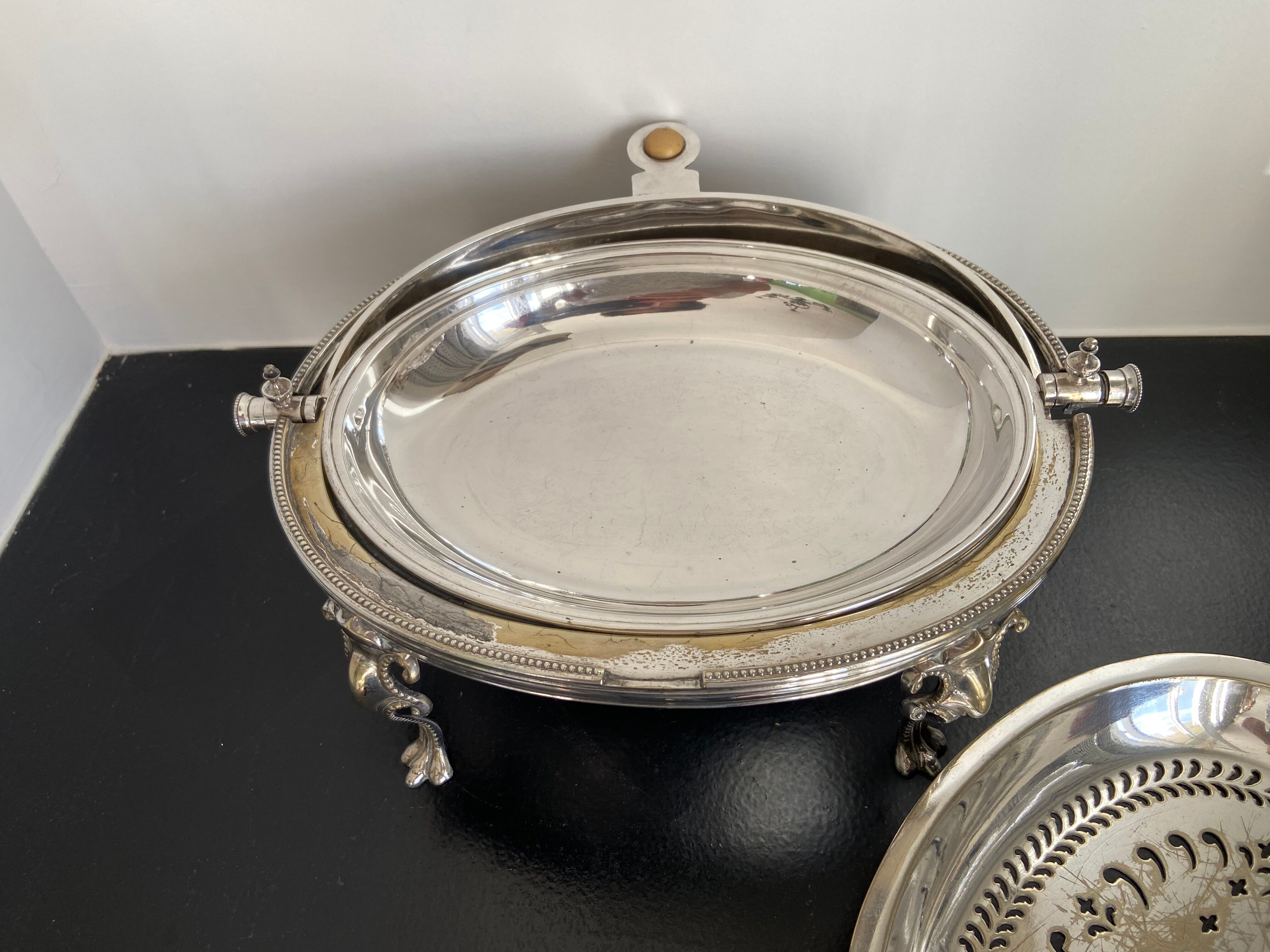 Oval bell old silver metal