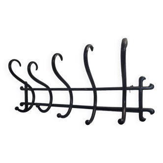 Antique coat rack in curved wood 5 hooks