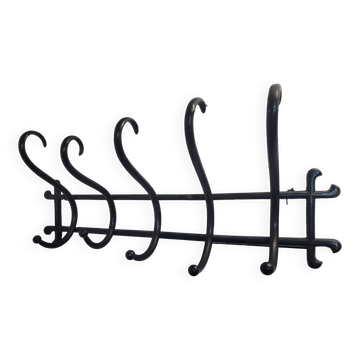 Antique coat rack in curved wood 5 hooks