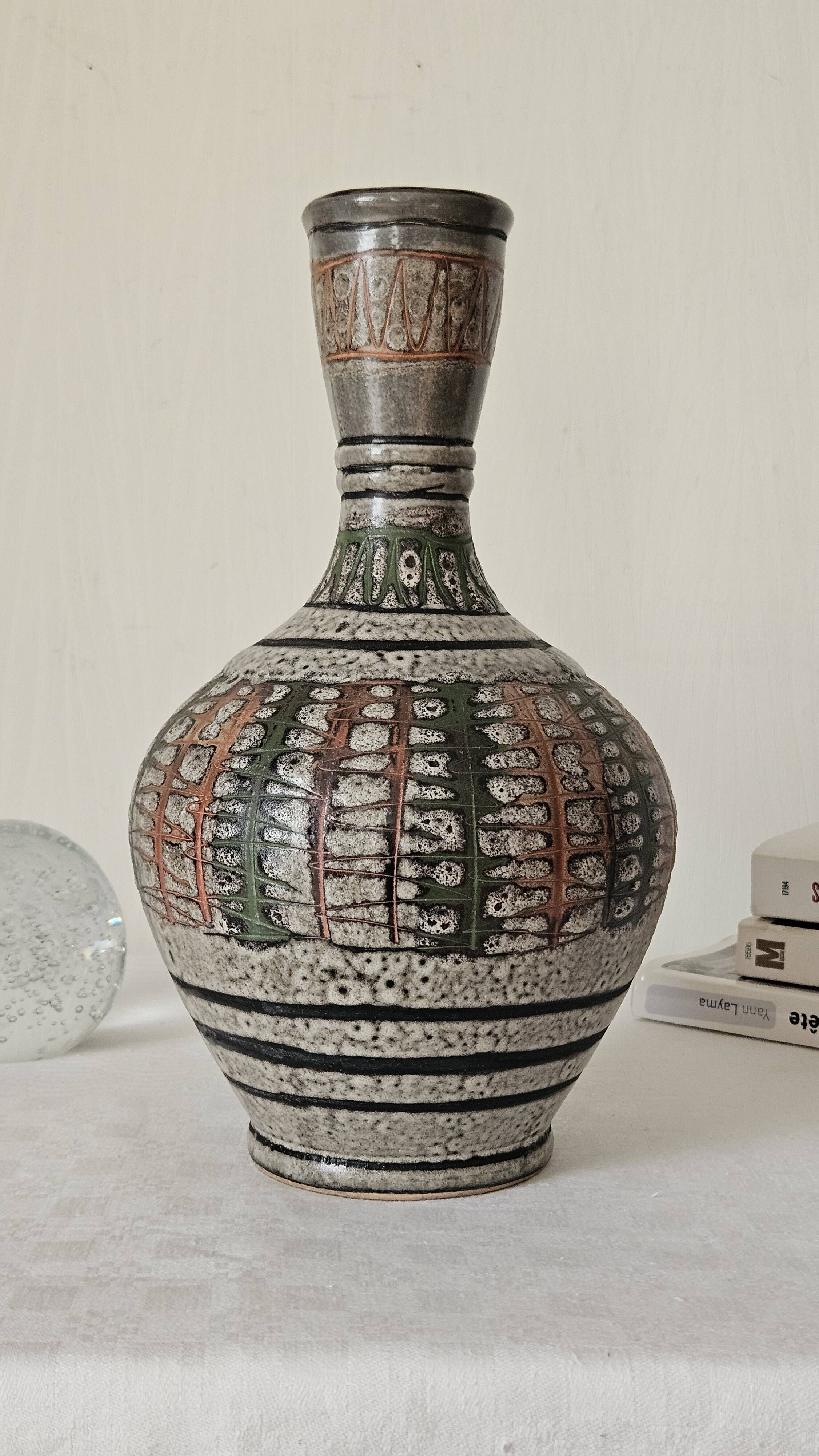 Textured ceramic art vase 1960