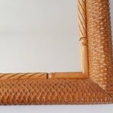 Vintage mirror 1950 in honeycomb-style carved wood