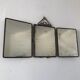 Mirror triptych Barber brass nickeled vintage 1920, 28x67cm