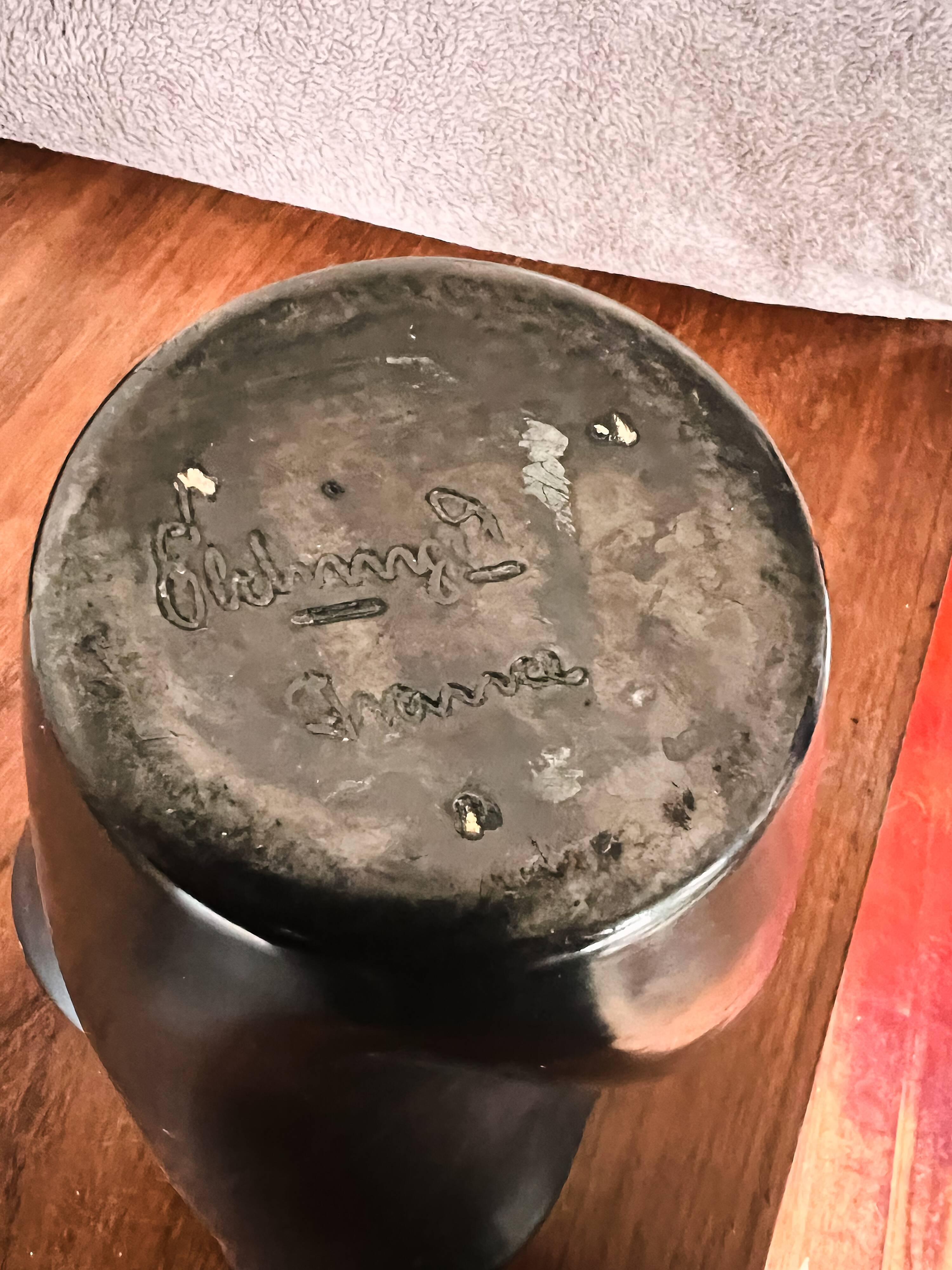 20th Century Elchinger Yellow And Black Vase