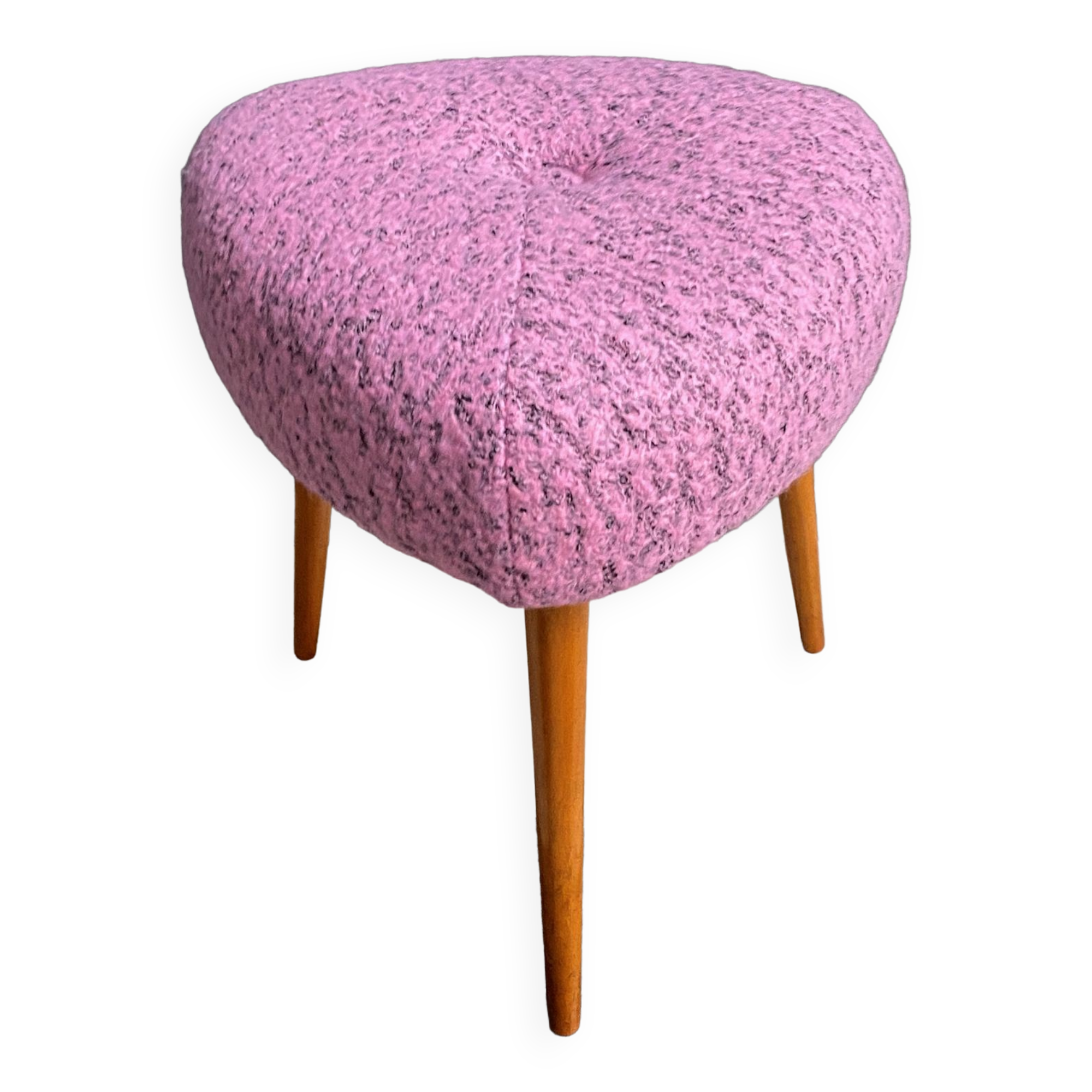 Pink foot stool triangle shape 1960s